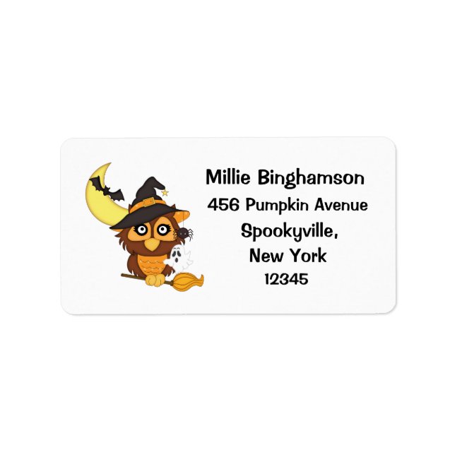 Witchy Owl+Crescent Moon-Halloween Label (Front)