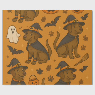 Witchy Paws & Pumpkin Howls Halloween Pattern Wrapping Paper