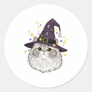 Witchy Persian – Fluffy Persian Cat Halloween Classic Round Sticker