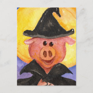 Witchy Pig Postcard