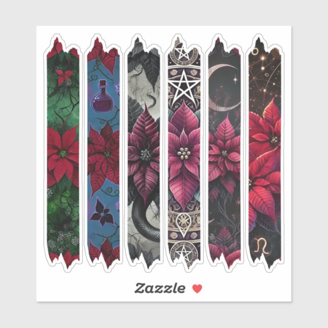 Witchy Poinsettia Washi Tape Scrapbook Stickers (Sheet)