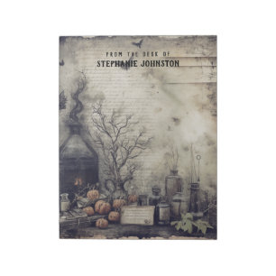Witchy Potion Dark Academia Aesthetic Pumpkin Vert Notepad