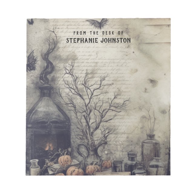 Witchy Potion Dark Academia Aesthetic Pumpkins Notepad (Front)
