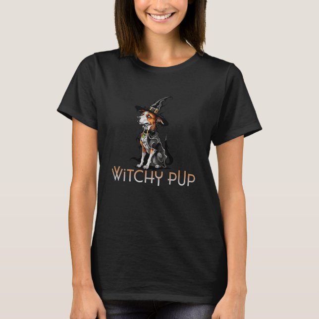Witchy Pup - Adorable Dog in Witch Costume T-Shirt (Front)