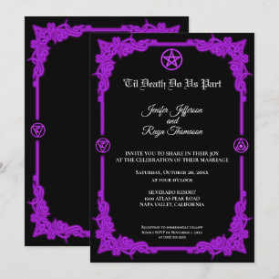 Witchy purple Glow Gothic wedding Invitation