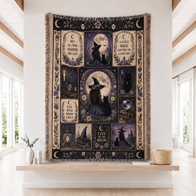 Witchy Quilt Halloween Decor Throw Blanket (Creator Uploaded)