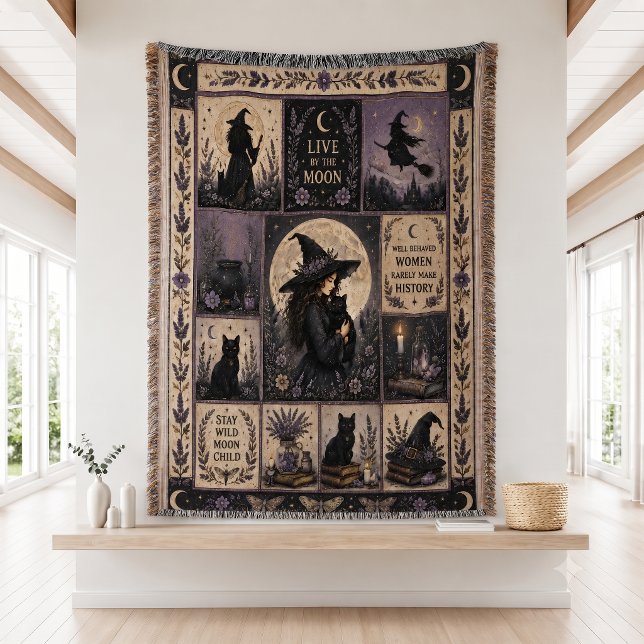 Witchy Quilt Halloween Decor Throw Blanket (Creator Uploaded)