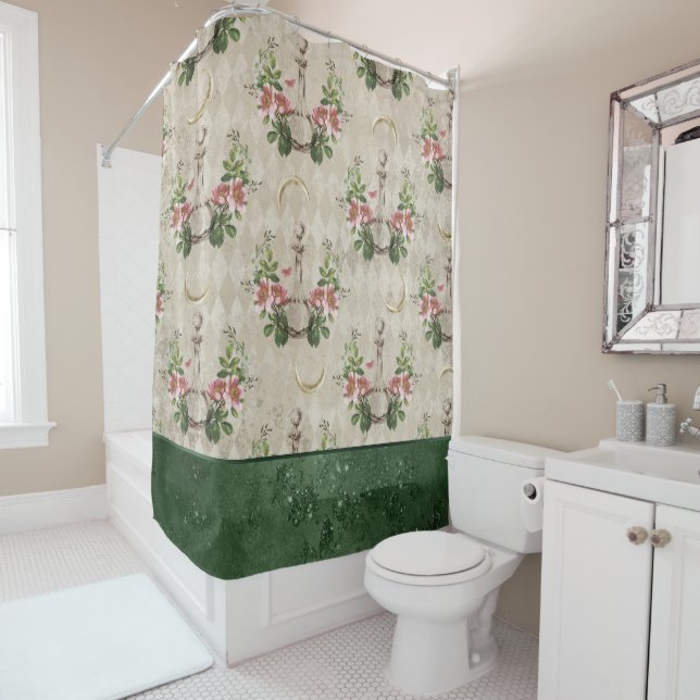 Witchy Romance | Apothecary Decanter Floral Shower Curtain (In Situ)