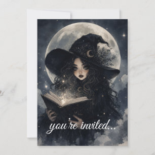 witchy second birthday party invite cute magical