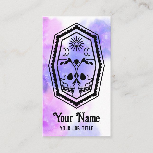 Witchy Skull Coffin Mystic Spiritual Business Card (Front)
