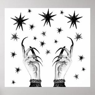 Witchy Stars: Halloween Night Background Poster