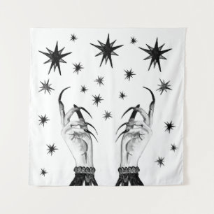 Witchy Stars: Halloween Night Background Tapestry