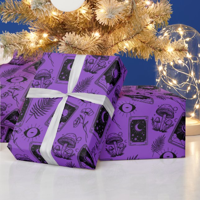 Witchy Tarot Botanical Mushroom Wrapping Paper (Holidays)
