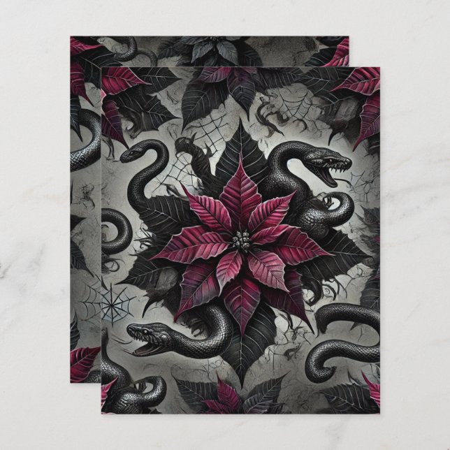 Witchy Venomous Poinsettia Blooms Scrapbook Paper (Front/Back)
