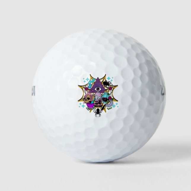 Witchy Vibes and Spiders Golf Balls (Front)