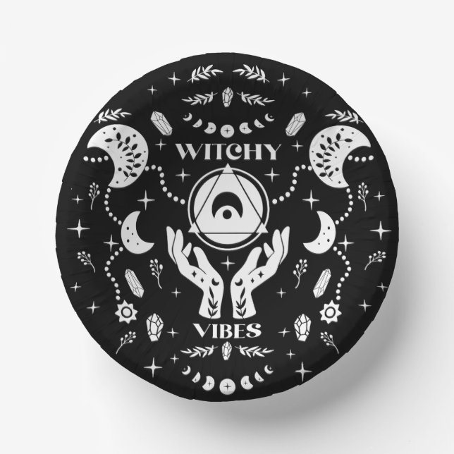 Witchy Vibes Halloween Paper Paper Plate (Front)