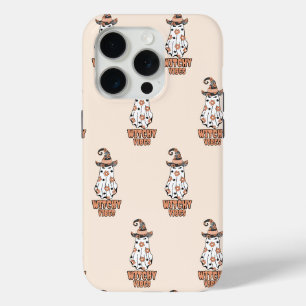 "Witchy Vibes" Halloween Witch Ghost Orange iPhone 15 Pro Case