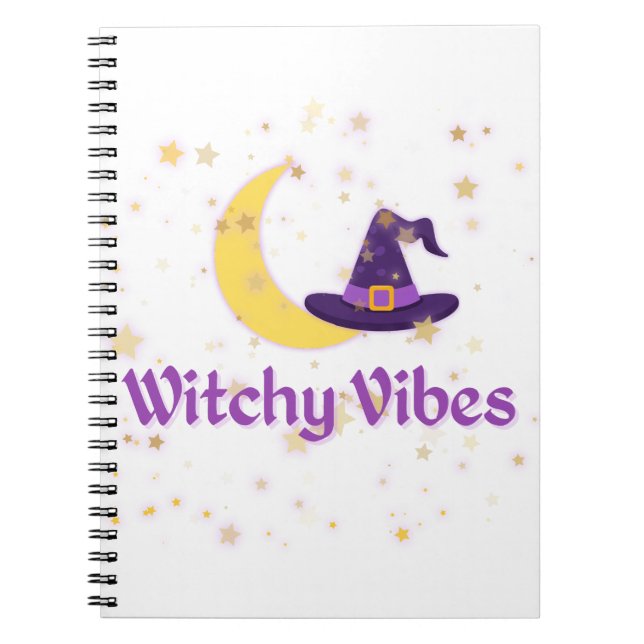 Witchy Vibes Moon & Hat Notebook (Front)