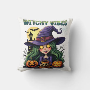 Witchy Vibes with Pumpkins and Potion Cushion