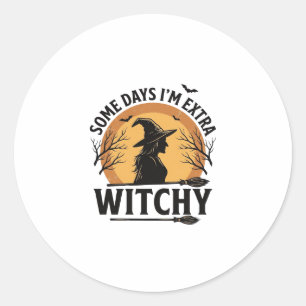 Witchy Vintage Halloween Quote Vector Design_1 Classic Round Sticker