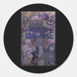 Witchy Whimsigoth Aesthetic With Cats Classic Round Sticker