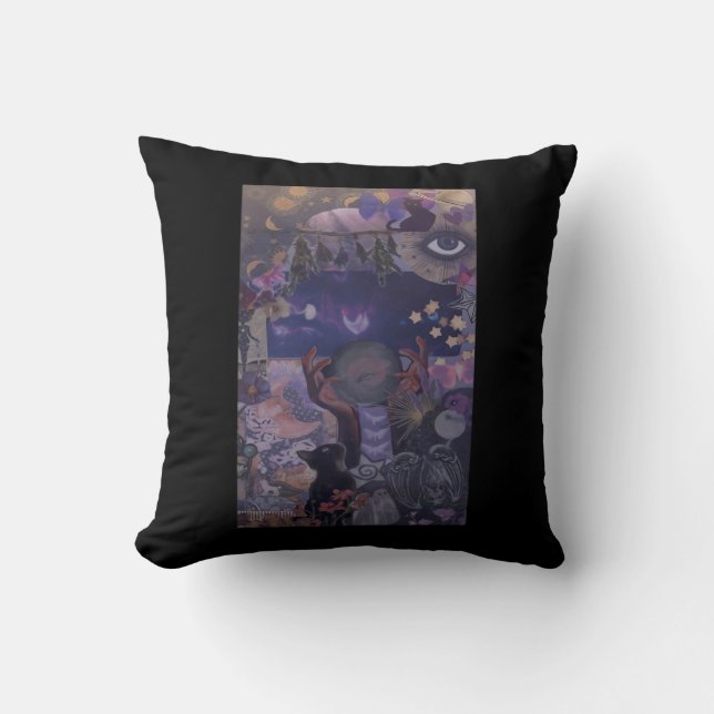Witchy Whimsigoth Aesthetic With Cats Cushion (Front)
