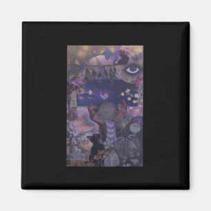 Witchy Whimsigoth Aesthetic With Cats Magnet