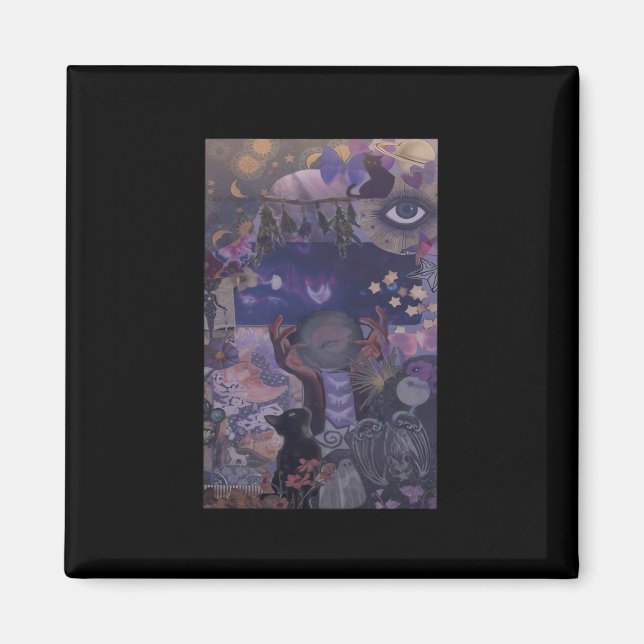 Witchy Whimsigoth Aesthetic With Cats Magnet (Front)