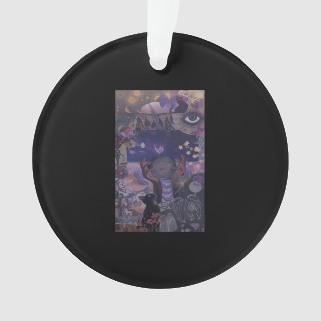 Witchy Whimsigoth Aesthetic With Cats Ornament (Front)