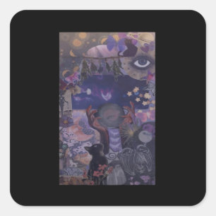 Witchy Whimsigoth Aesthetic With Cats Square Sticker