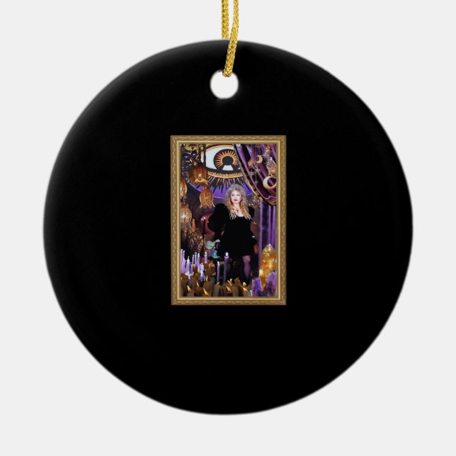 Witchy Whimsigoth Stevie Collage Ceramic Tree Decoration (Front)