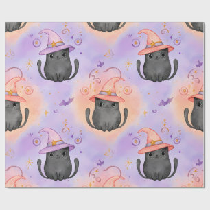 Witchy Whiskers – Pastel Halloween Cat Pattern Wrapping Paper