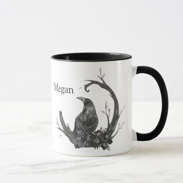 Witchy Wicca Pagan Crow Raven Mug (Right)