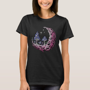 Witchy Wiccan Groovy Crescent Moon Mushroom Retro T-Shirt