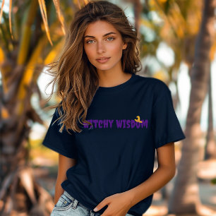 Witchy Wisdom halloween hat purple typography T-Shirt