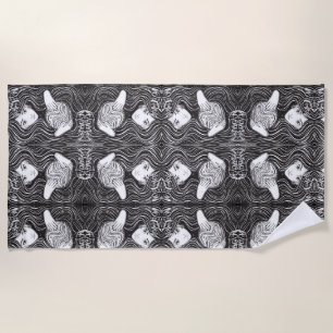 Witchy Woman Artistic Black and White Beach Towel