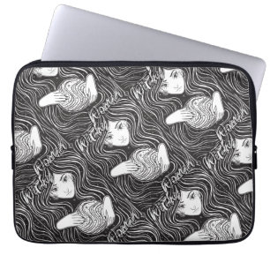 Witchy Woman Artistic Black and White Laptop Sleeve