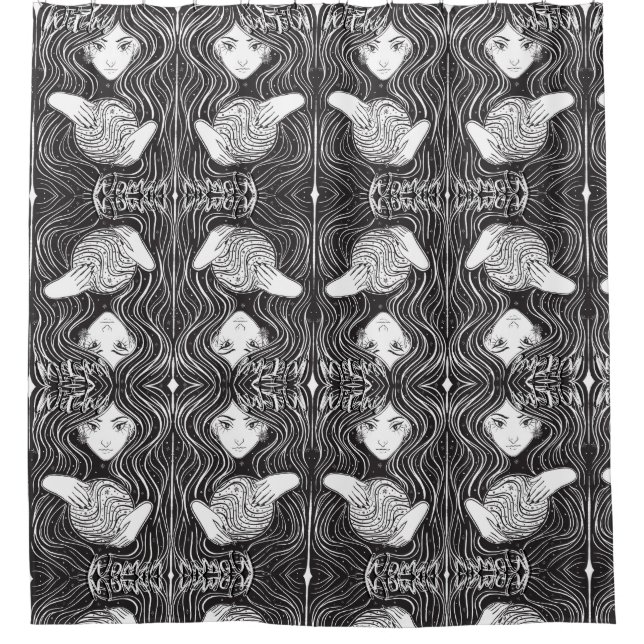 Witchy Woman Artistic Black and White Shower Curtain (Front)