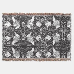 Witchy Woman Artistic Black and White Throw Blanket