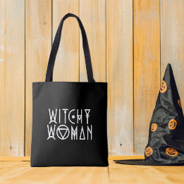 Witchy Woman Cute Black Witch Halloween Tote Bag