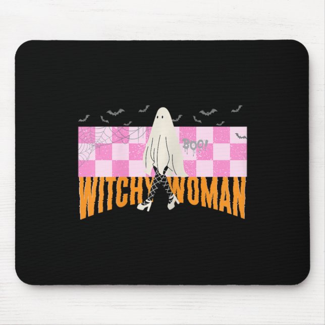Witchy Woman Funny Halloween Costume Spooky Femini Mouse Mat (Front)