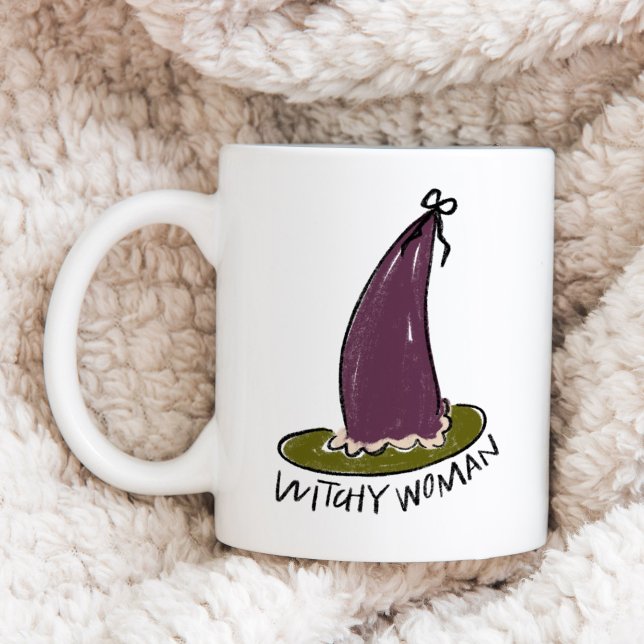 Witchy Woman Illustrated Purple Witch Hat Coffee Mug (Witchy Woman Illustrated Purple Witch Hat Coffee Mug)