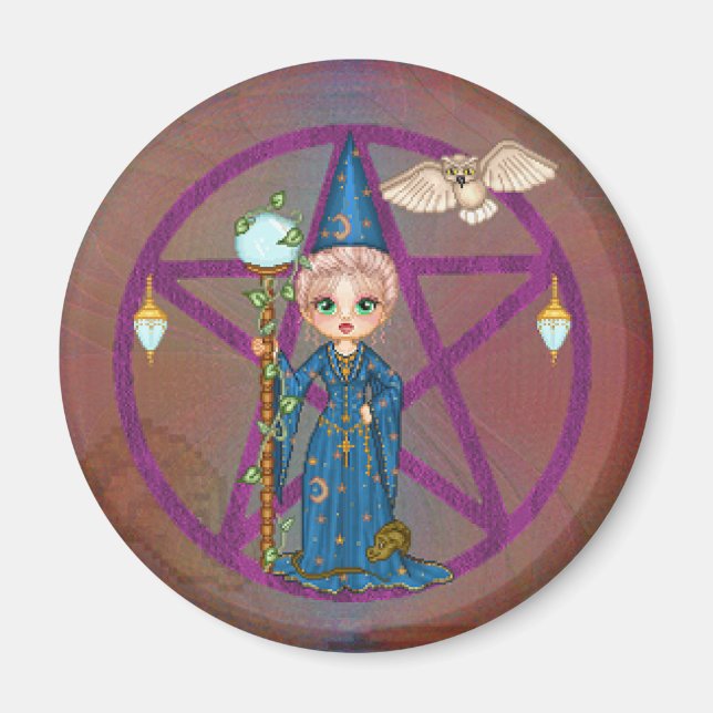 Witchy Woman Penctacle Pixel Art Magnet (Front)