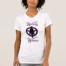 Witchy woman silhouette with pentacle