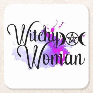 Witchy Woman Square Paper Coaster