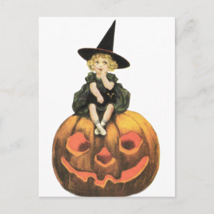 Witchy Woman Vintage Halloween Postcard