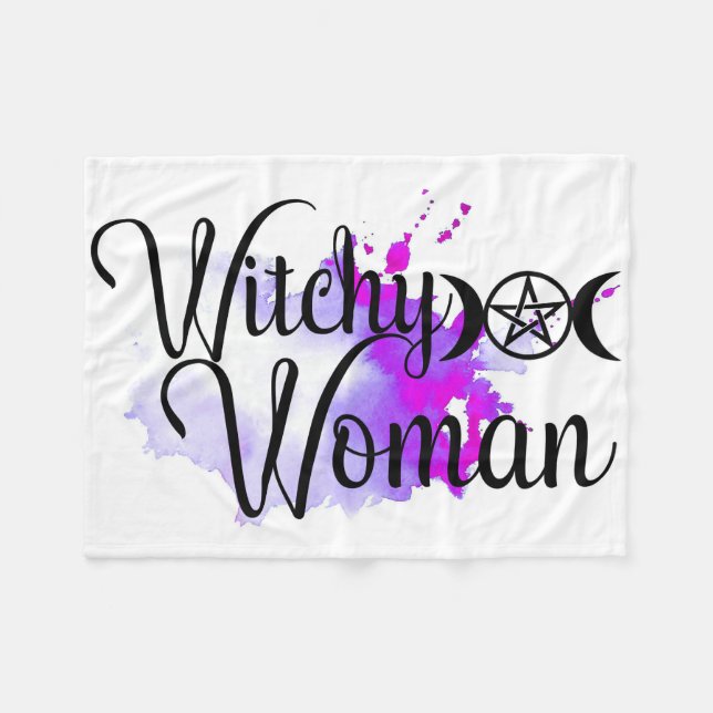 Witchy Woman Watercolor Fleece Blanket (Front (Horizontal))