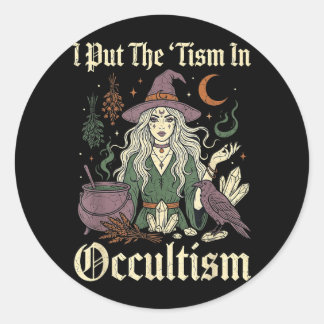 Witchy Woman Wiccan Witches Bruja Feminist Funny Classic Round Sticker