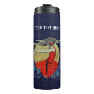 Witchy Women Floating in Sky Over City Full Moon Thermal Tumbler