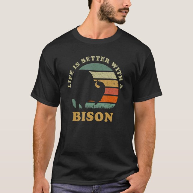 With A Bison Native American Indian Buffalo T-Shirt (Front)
